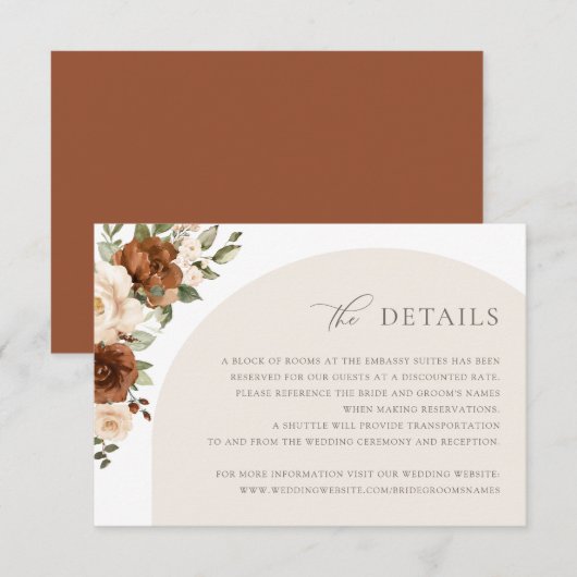 Invitation Plante de rouille florale - Vert - Automne Détails (Devant / Derrière)