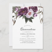 Invitation Plante de velours profond Floral Quinceañera (Devant)