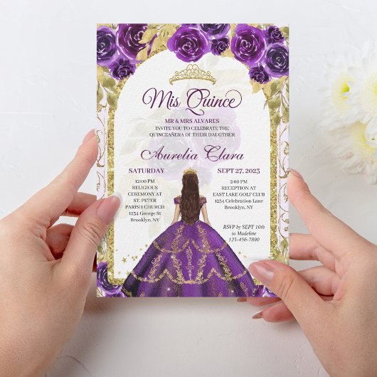 Invitation Plante florale violette Princess Gold Arch Quincea
