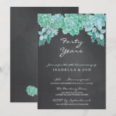 Invitation Plante grasse sur tableau de mariage anniversaire  (Devant / Derrière)