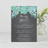 Invitation Plante grasse sur tableau noir de mariage annivers (Debout devant)