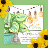 Invitation Plante Hosta feuilles avec Ladybugs et Bouddha