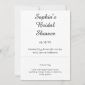 Invitation Plante Postal Bridal Blanc Mot Scramble Jeu (Dos)