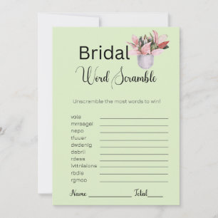 Invitation Plante Postal Bridal Verte Mot Scramble Jeu