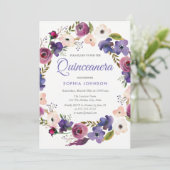 Invitation Plante pourpre Burgundy Wreath Floral Quinceanera (Debout devant)
