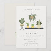 Invitation Plante Succulent Migné Posé À Tout Âge Anniversair (Devant / Derrière)