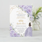 Invitation Plante violette Floral Quinceañera Dama Propositio (Debout devant)