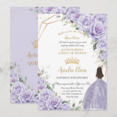 Invitation Plante violette Floral Quinceañera Dama Propositio (Devant / Derrière)