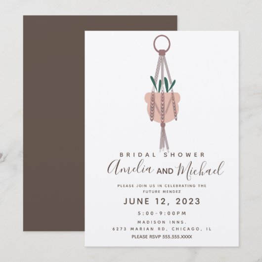 Invitation Planter Suspendu Moderne en Macramé pour Cadeau de (Devant / Derrière)