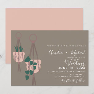 Invitation Plantes de cactus modernes en macramé pour mariage