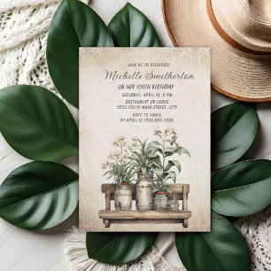 Invitation Plantes de Ferme Rustiques Vintage pour 100e Anniv