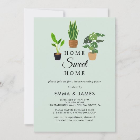 Invitation Plantes de maison en pot | Fête de pendaison de cr (Devant)