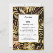 Invitation Plantes d'or Tropical fête d'anniversaire blanc (Devant)