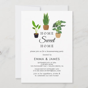 Invitation Plantes en pot "Maison Douce Maison" Pendaison de