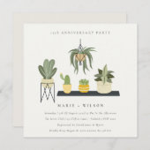 Invitation Plantes feuillus pointé chaque année Anniversaire  (Devant / Derrière)