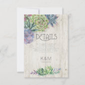 Invitation Plantes grasses et détails en bois rustique Insert (Devant)