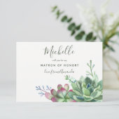 Invitation Plantes grasses Veux-tu être ma dame d'honneur (Debout devant)