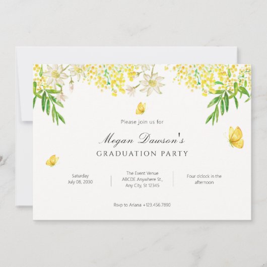 Invitation Plantes papillon fleuri jaune (Devant)