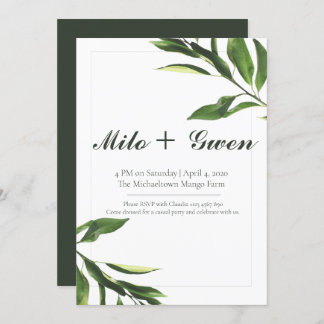 Invitation Plantes verts et blancs