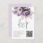 Invitation Plantes violettes Lilac Florals QR Code Mariage Ca (Devant / Derrière)