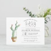 Invitation Planteur Cactus | Baby shower aquarelle (Debout devant)
