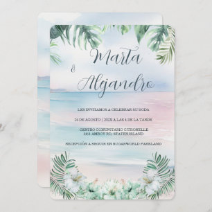 Invitation Plantillas de boda tropicales en acuarela