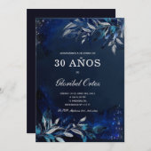 Invitation Plantillas de cumpleaños azul real y plata (Devant / Derrière)