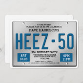 Invitation Plaque de licence bleue 50e anniversaire Invitatio (Devant / Derrière)