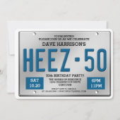 Invitation Plaque de licence bleue 50e anniversaire Invitatio (Devant)