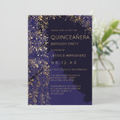 Invitation Plaque de peinture or de la marine Brosse Quinceañ (Debout devant)