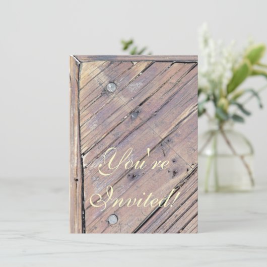 Invitation Plaque texturée en bois patiné (Debout devant)