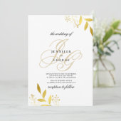 Invitation Plaques de monogramme d'or blanc mariage de glamou (Debout devant)