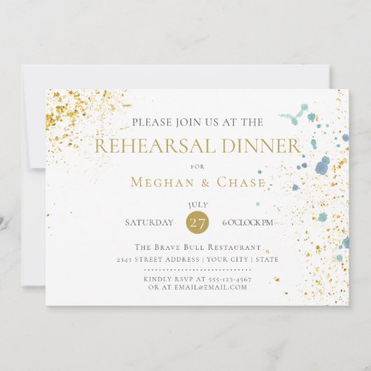 Invitation Plaques de peinture bleu clair rustique moderne (Devant)