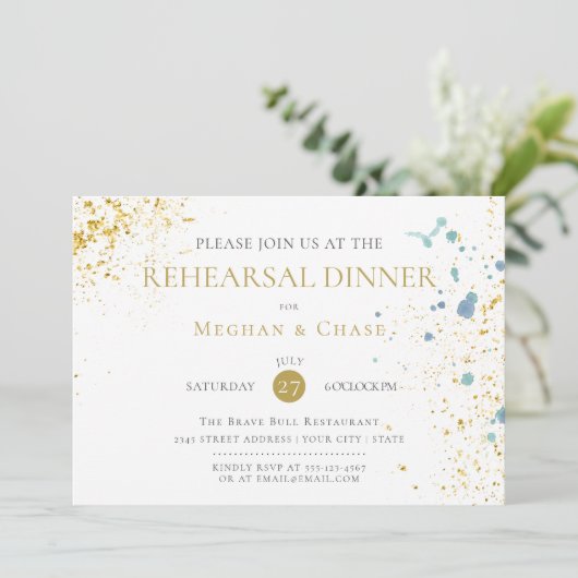 Invitation Plaques de peinture bleu clair rustique moderne (Debout devant)