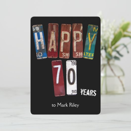 Invitation Plaques d'immatriculation datant du 70e anniversai (Debout devant)