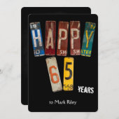 Invitation Plaques d'immatriculation du 65e anniversaire (Devant / Derrière)