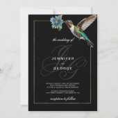Invitation Plaques en or noir monogramme mariage colibri (Devant)