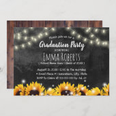 Invitation Plat de Chalkboard de tournesol rustique (Devant / Derrière)