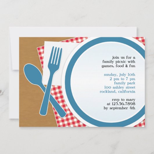 Invitation Plat de la fête de pique-nique (Devant)
