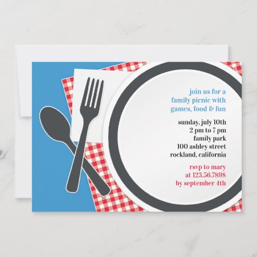 Invitation Plat de la fête de pique-nique (Devant)