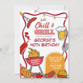 Invitation Plat et grill Adulte Anniversaire Bière BBQ (Devant)