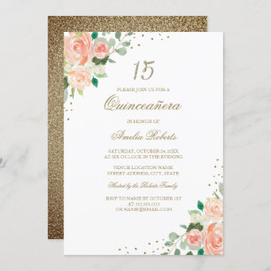 Invitation Plat Rose or Floral Quinceanera