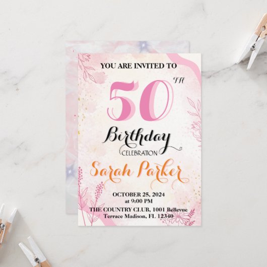 Invitation plate, 50e anniversaire (Devant/Arrière en situation)