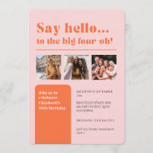 Invitation plate avec 3 photos, rétros 40e anniver (Devant)