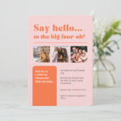 Invitation plate avec 3 photos, rétros 40e anniver (Debout devant)