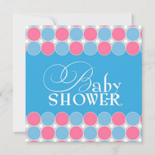 Invitation plate bleue et rose de baby shower