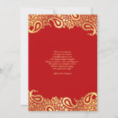 Invitation plate de mariage rouge de Paisleys (Dos)