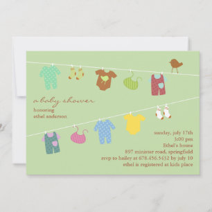 Invitation plate de vert neutre de baby shower