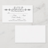 Invitation plate Elégant Noir Dentelle Mariage RSV (Devant / Derrière)