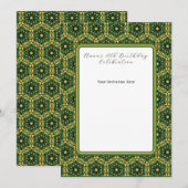 Invitation plate élégante vert foncé et or (Devant / Derrière)